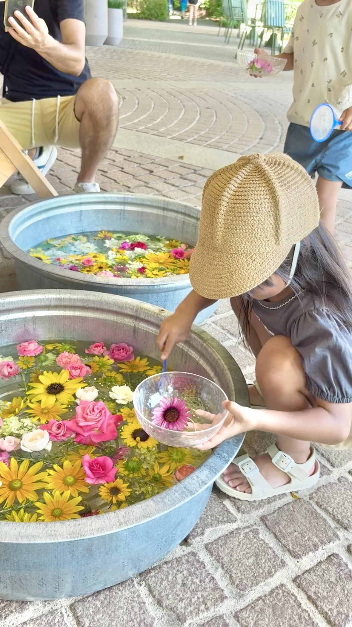 花手水を楽しむ子どもの様子